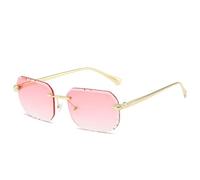 JRLLFD Lunettes de soleil sans monture pour hommes et femmes, rectangulaires, rétro, tendance, pour l'été, protection UV400 (rose dégradé)