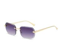 JRLLFD Lunettes de soleil sans monture pour hommes et femmes, rectangulaires, rétro, tendance, verres d'été, UV400 (gris dégradé)