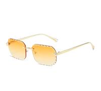 JRLLFD Lunettes de soleil sans monture pour hommes et femmes, rectangulaires, rétro, tendance, verres d'été, UV400 (jaune dégradé)