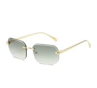 JRLLFD Lunettes de soleil sans monture pour hommes et femmes, rectangulaires, rétro, tendance, verres d'été, UV400 (vert dégradé)