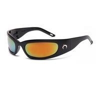 JRLLFD pour Hommes Femmes Rectangle Nuances Hip Hop Cyclisme en Plein air Lunettes de Soleil Lunettes de Sport UV400 Vintage Punk Lunettes de Soleil, Noir Rouge, Taille Unique
