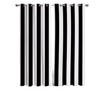 JRLTYU Rideau Occultant Motif rayé Noir Blanc 75x166cm x2 3D Impression Rideaux Thermique Isolant Anti Froid Polyester Rideaux pour Chambre Cuisine Décoration