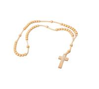 JRose Collections Chapelet en bois de 8 mm - Chapelet de prière catholique avec croix crucifix, perles en bois avec cordon, livret de prière et boîte de rangement, collier religieux