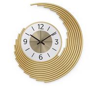 JRose Collections Grande horloge murale moderne 48 x 58 cm - Design de luxe en spirale dorée avec mouvement à quartz silencieux, horloge décorative pour salon, chambre, bureau, décoration d'intérieur