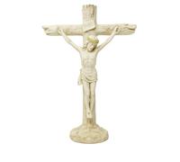 JRose Collections Jésus sur la croix Saint Jésus Figurine en résine pour ordination, événements religieux ou maison - Statues de Jésus et croix tenant des croix 26 cm de haut. JR23055
