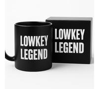 JRose Collections Lowkey Legend Black Mug 625 ml - Grande tasse à café en céramique avec texte gravé blanc - Finition mate - Tasse à thé et boisson chaude