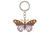 JRose Collections Porte-clés papillon en bois naturel fait à la main avec ailes violettes et beiges - Cadeau écologique pour elle, amoureux de la nature ou accessoire de sac