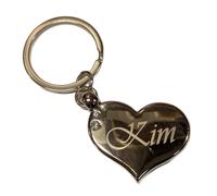 JRose Collections Porte-clés personnalisable en forme de cœur en métal - Cadeau pour femme et fille - Argenté - Avec boîte cadeau, Kim, taille unique