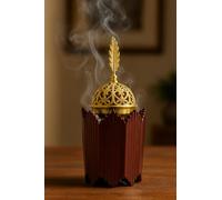 JRose Collections Porte-encens en bois de qualité supérieure avec brûleurs Bakhour - Décoration d'intérieur en bois pour brûler tous les types de maison (encens/charbon) JR23080 (marron)