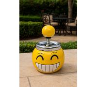 JRose Collections Smiley Pushdown avec couvercle Cendrier en céramique pour bar à cigarettes pub restaurant maison bureau décoration - cadeau fumeur fantaisie cendrier (JR5009)