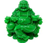 JRose Collections Statue de Bouddha rieur en jade 20 cm x 18 cm Résine Prospérité Feng Shui Décoration pour la maison et le bureau