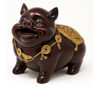 JRose Collections Tirelire cochon porte-bonheur chinois en porcelaine rouge HG-18961