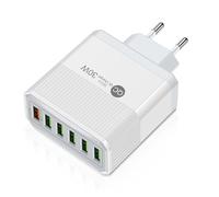 Jrpzcv 6 Ports USB 30 W Chargeur Chargeur de Charge Adaptateur Secteur Prise UE Blanc (1 Pièces)