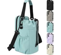 JRQCSJY Porte-bouteille d'eau avec sangle, sac de transport isotherme de 8,9/1 200 ml avec poche pour téléphone, sac à bandoulière pour bouteille d'eau pour randonnée, marche (turquoise)