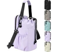 JRQCSJY Porte-bouteille d'eau avec sangle, sac de transport isotherme de 8,9/1 200 ml avec poche pour téléphone, sac à bandoulière pour bouteille d'eau pour randonnée, marche (violet)