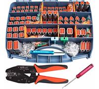 JRready Kits de connecteurs Deutsch ST6303 : 2 3 4 6 8 12 broches DT Kit de connecteurs étanches IP67 avec pince à sertir Deutsch ACT-LY-16DT, contacts estampés taille 16 pour réparation automobile,