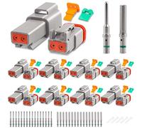 JRready ST6318-201 DT Deutsch Kit de connecteurs - 8 ensembles de connecteurs DT étanches gris à 2 broches avec contacts solides de taille 16 14-20 AWG
