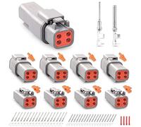 JRready ST6329-4 Deutsch DTM Lot de 4 connecteurs de fils électriques étanches avec contacts estampés de taille 20 et bouchons d'étanchéité pour camion, moto, véhicules tout-terrain, marine.