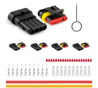 JRready ST6481-04-04 Jeu de connecteurs automobiles étanches, connecteurs mâles et femelles à 4 broches pour le câblage des voitures, camions, motos, bateaux, 18-16AWG, 4 jeux