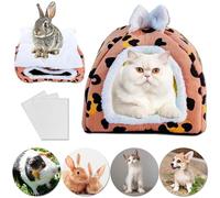 JRSHIRLEYLTD 1 Pièce Grotte pour Chiots avec Coussin pour Chiens de Petite,Rouge Niche d'intérieur Pliable et Douce,Nid pour Petit Animal Maison Délicate