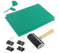 JRSHIRLEYLTD 2 Pièce Blocs de Sculpture en Caoutchouc A4 avec Rouleau en Caoutchouc et Clip,Caoutchouc Block Printing Starter,Caoutchouc Souple à Graver,Bloc de Mélange pour Relief