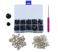 JRSHIRLEYLTD 200 Pièce Yeux de sécurité de 6 à 12 mm avec Choisir Une Aiguille,Yeux de Poupée en Plastique,Noirs et Nez de Sécurité avec Rondelles,pour Fabriquer Artisanales