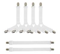 JRSHIRLEYLTD 4 Tendeurs de draps triangulaires avec 2 Tendeurs de Bandes Longues, Tendeurs de draps réglables, Attaches pour draps de lit, Matelas, canapé (Blanc)