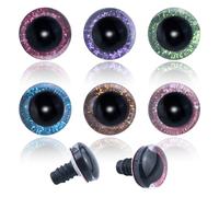 JRSHIRLEYLTD 72 Pièce Yeux de pupille à Paillettes 3D avec rondelle Dure,18mm Yeux Verre Cabochon, Glass Cabochon Eyes,Yeux de Sécurité Paillettes Coloré,pour Marionnettes,Peluche Poupée