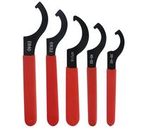 JRSHIRLEYLTD Jeu de 5 clés à crochets, filetées, clés à crochet réglables avec poignée antidérapante, suspension filetée, clé en acier, outil d'amortisseur de chocs