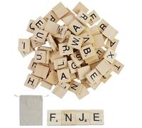 JRSHIRLEYLTD Lot de 100 mini lettres en bois avec sac de rangement pour loisirs créatifs