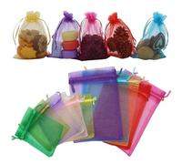 JRSHIRLEYLTD Lot de 105 sachets en organza, petits sacs cadeaux multicolores, en organza, sachets à bijoux, sachets à bijoux, pépites de verre, bonbons, fête de Noël (7 x 9,10 x 15 cm)