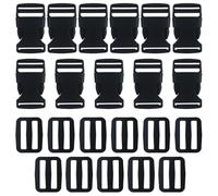 JRSHIRLEYLTD Lot de 11 boucles pour sangles de 25 mm, clip réglable en plastique pour sangle de boucle, sangle de hanche, boucle de remplacement, sangles de sac à dos, noir, 2,5 cm