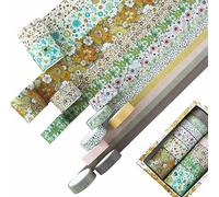JRSHIRLEYLTD Lot de 12 rouleaux de ruban adhésif décoratif Washi - Motif floral - Avec différents motifs - Pour bricolage, scrapbooking, cadeau, emballage, décoration, photo