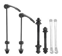 JRSHIRLEYLTD Lot de 2 axes de vélo à arbre creux à dégagement rapide - Essieu avant de vélo - Pour roue arrière de 20, 22, 24, 26, 28" - Noir - Avec 2 démonte-pneus