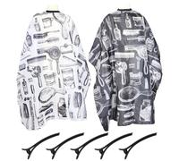 JRSHIRLEYLTD Lot de 2 capes de coiffeur pour coupe de cheveux, capes de coiffure, capes de coiffure, accessoires de coupe de cheveux, cape pour salon de coiffure (blanc, noir)