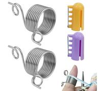 JRSHIRLEYLTD Lot de 2 dés à tricoter, guide de fil, anneau de fil à crochet, anneau en acier inoxydable, anneau en spirale en acier inoxydable, anneau à crochet, et 2 guides de fil en plastique, pour