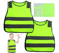 JRSHIRLEYLTD Lot de 2 gilets de sécurité pour enfant avec réflecteurs autocollants - Gilet de sécurité - Gilet de sécurité - Gilet réfléchissant pour la circulation routière - Pour garçons et filles -