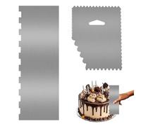 JRSHIRLEYLTD Lot de 2 grattoirs à gâteau en acier inoxydable avec spatule latérale 2 en 1 pour décoration de gâteaux, crème au beurre, mousse, pâtisserie, bricolage