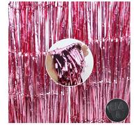 JRSHIRLEYLTD Lot de 2 rideaux à franges métalliques à paillettes rouges 1 x 2 m - Rideau à paillettes - Rideau à franges pour sapin de Noël, anniversaires, festivals, fête, décoration de scène