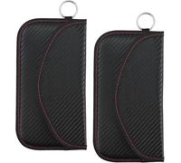 JRSHIRLEYLTD Lot de 2 sacs de protection pour clés de voiture, sacs de rangement pour clés, carte, clés, Noir , 20 x 10.5cm