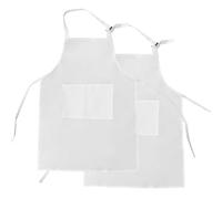 JRSHIRLEYLTD Lot De 2 Tabliers Blancs pour Enfants Réglables Avec 2 Poches pour Cuisine, Pâtisserie, Peinture (46 X 56 Cm)