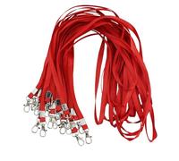JRSHIRLEYLTD Lot de 22 cordons rouges pour carte d'identité - Cordon avec clip - Cordon tour de cou avec clip pour badge - Cordons en vrac pour cou et porte-badge