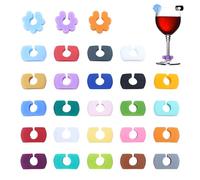 JRSHIRLEYLTD Lot de 27 marqueurs de verre en silicone réutilisables pour verre à vin, verres à vin, verres à boire, Einheitliche Spezifikationen, Silicone, Pas de gemme