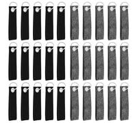 JRSHIRLEYLTD Lot de 32 porte-clés en feutre vierge de 13 x 3 cm avec anneau en acier inoxydable pour bricolage, décoration, artisanat, sacs (gris et noir), Noir , taille unique