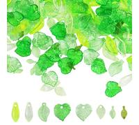 JRSHIRLEYLTD Lot de 360 pendentifs avec feuilles transparentes, perles de fleurs en acrylique, perles vertes, pour bijoux faits maison, bracelets, colliers, boucles d'oreilles