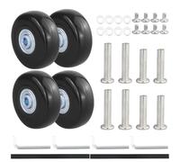 JRSHIRLEYLTD Lot de 4 roulettes de rechange, 50 x 18 mm, en caoutchouc, silencieuses, pour valise, trolley, skate(avec pièces de rechange en métal), Noir , Valise rigide avec roulettes pivotantes