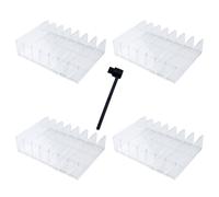 JRSHIRLEYLTD Lot de 4 supports pour CD en acrylique transparent avec étagère de présentation clipsable pour CD/DVD, étagère de rangement pour CD, 7 compartiments, plateau CD transparent, organisateur