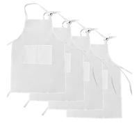 JRSHIRLEYLTD Lot de 4 tabliers blancs pour enfants, tablier de cuisine pour enfants, tablier de peinture, tablier réglable pour enfants avec 2 poches pour cuisine, pâtisserie, peinture (46 x 62 cm)