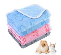 JRSHIRLEYLTD Lot de 5 couvertures en flanelle moelleuse pour chien et chat de petite et moyenne taille, lavable, 60 x 40 cm, 3 gris, rose, bleu