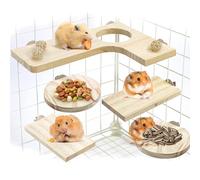 JRSHIRLEYLTD Lot de 5 plateformes de jouets pour hamsters, chinchillas, rats, perruches, écureuils, ronds, rectangulaires